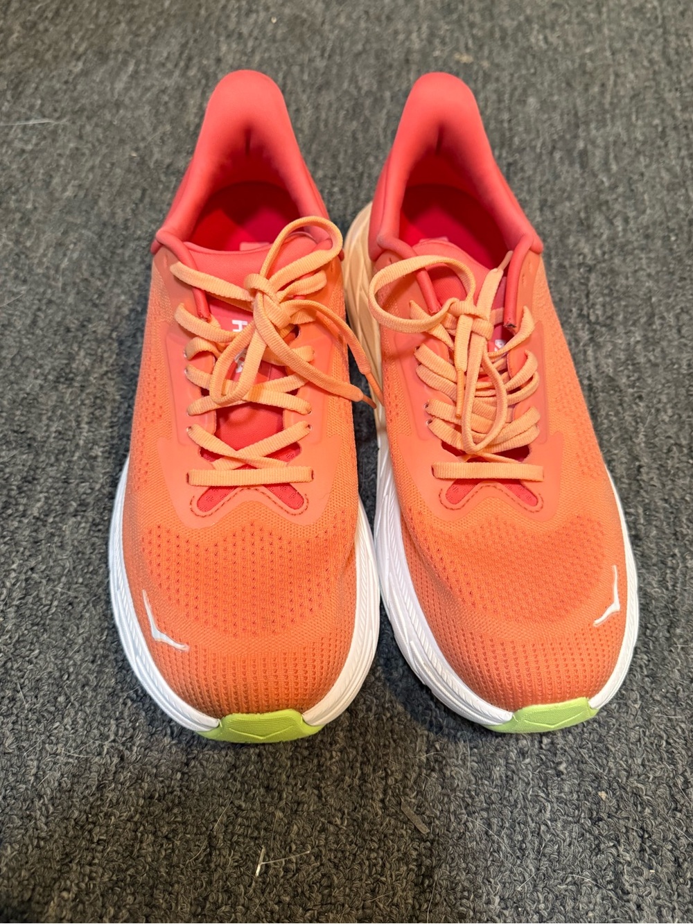 HOKA Arahi 7 Women’s Size 10 Coral Orange Lime Green Running Shoes Sneakers